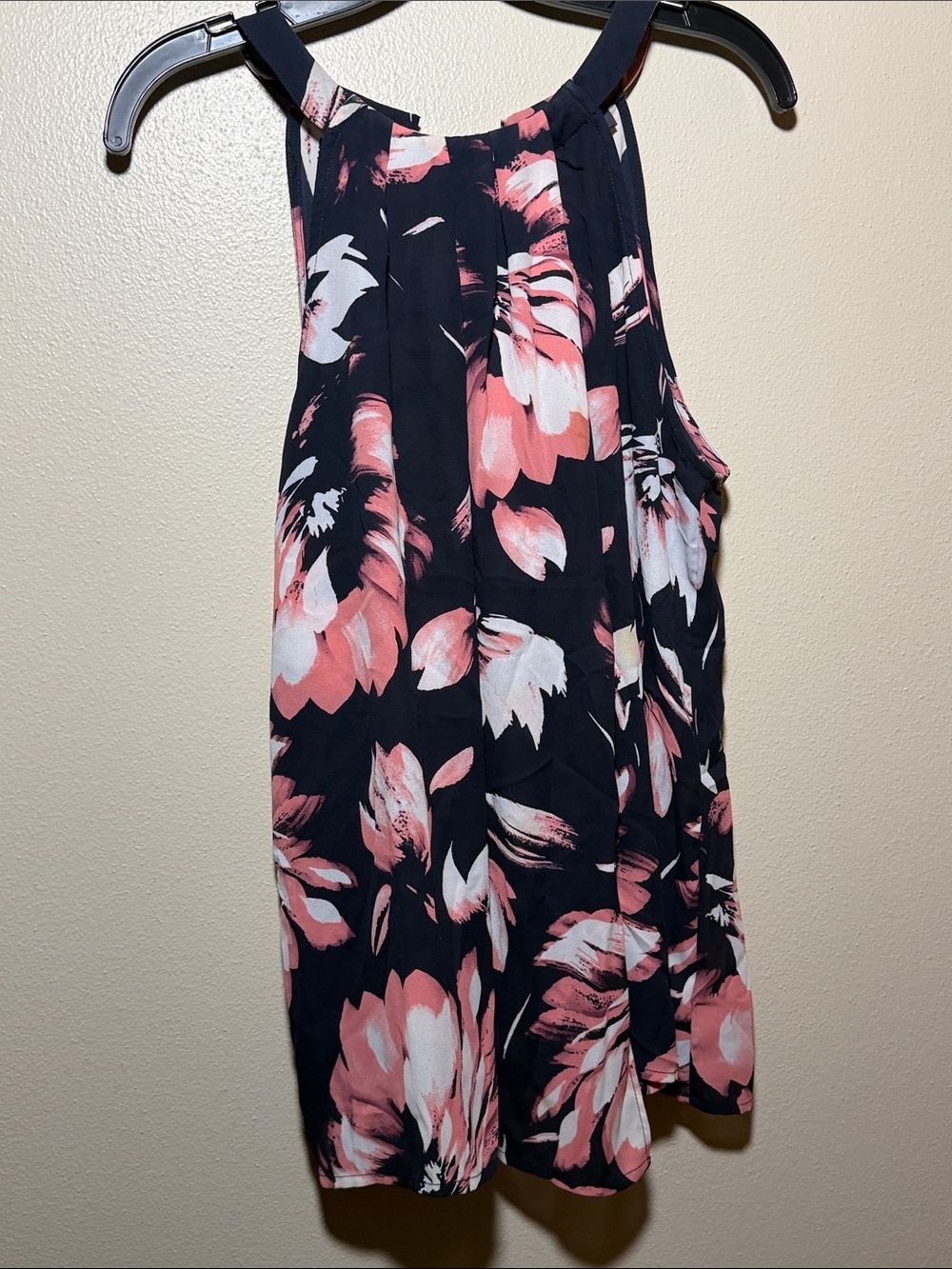 The Limited Navy Floral Halter Top with Pink & White Blooms